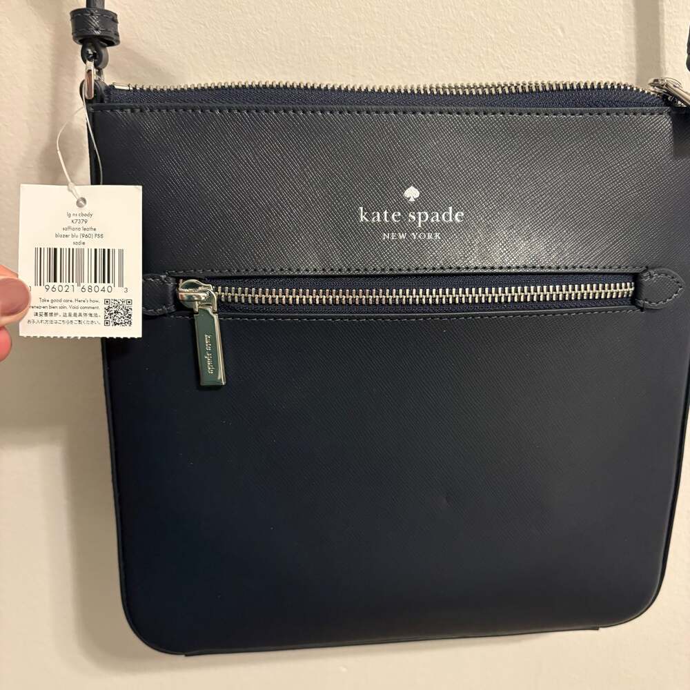 New Kate Spade Sadie Large Crossbody Navy Saffiano Leather Handbag - Picture 3 of 9